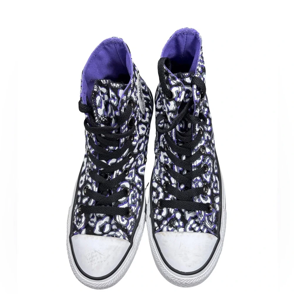 Converse Black, Purple and White Sneakers animal print Vibrant Purple Lining 6.5 - Picture 5 of 9